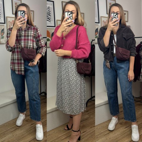 Torebka listonoszka bordowa crossbody skóra naturalna zamszowa Vera Pelle - LISTO SUEDE