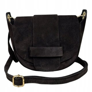 Torebka listonoszka brązowa crossbody skóra naturalna zamszowa Vera Pelle - LISTO SUEDE