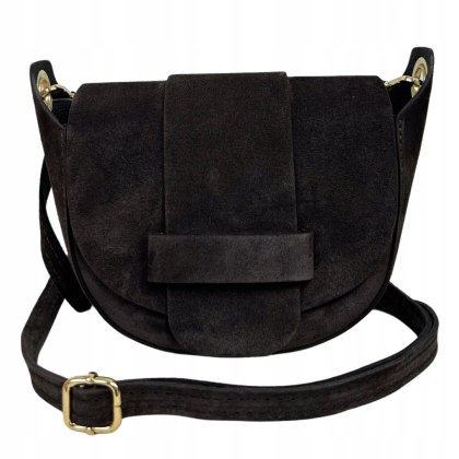 Torebka listonoszka brązowa crossbody skóra naturalna zamszowa Vera Pelle - LISTO SUEDE