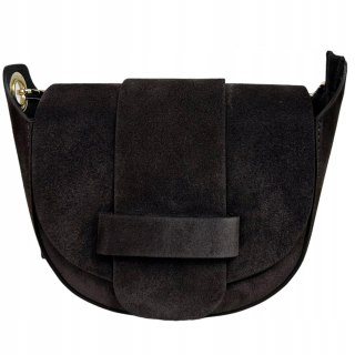 Torebka listonoszka brązowa crossbody skóra naturalna zamszowa Vera Pelle - LISTO SUEDE