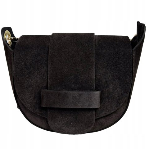 Torebka listonoszka brązowa crossbody skóra naturalna zamszowa Vera Pelle - LISTO SUEDE