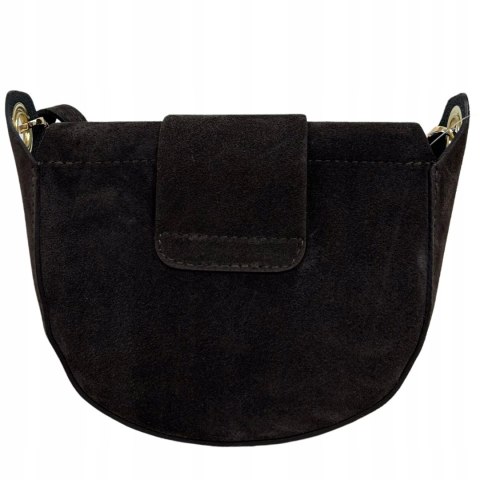 Torebka listonoszka brązowa crossbody skóra naturalna zamszowa Vera Pelle - LISTO SUEDE