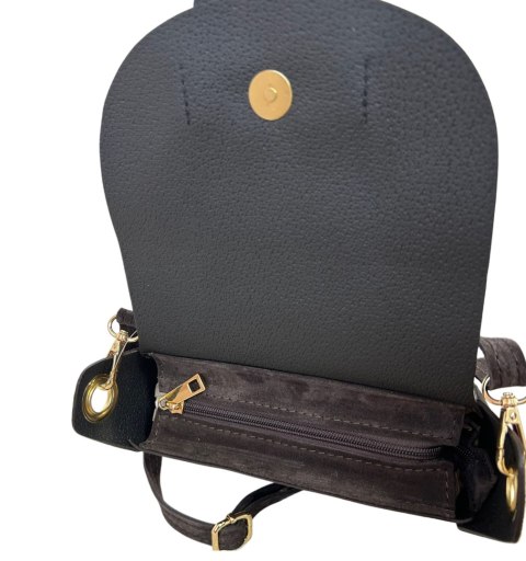 Torebka listonoszka brązowa crossbody skóra naturalna zamszowa Vera Pelle - LISTO SUEDE