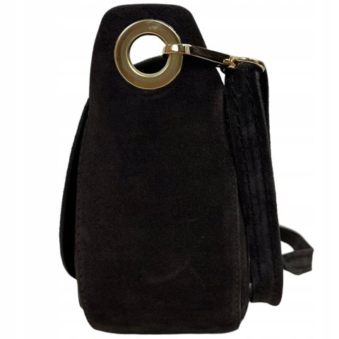 Torebka listonoszka brązowa crossbody skóra naturalna zamszowa Vera Pelle - LISTO SUEDE