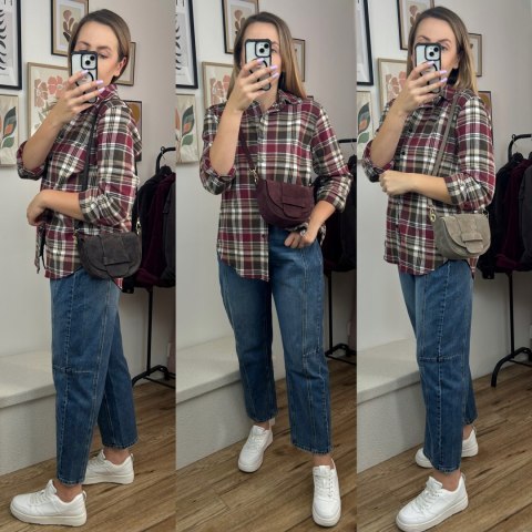 Torebka listonoszka brązowa crossbody skóra naturalna zamszowa Vera Pelle - LISTO SUEDE