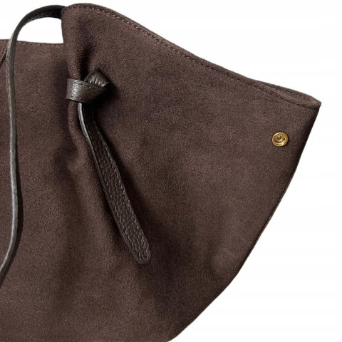 Torebka shopper brązowa czekoladowa skórzana zamszowa zamsz Laura Biaggi - ROMA Torebka shopper brązowa czekoladowa skórzana zamszowa zamsz Laura Biaggi - ROMA