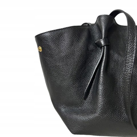 Torebka shopper czarna skórzana skóra naturalna licowa Laura Biaggi - ROMA