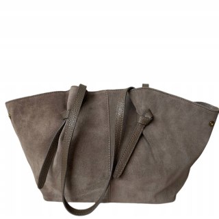 Torebka shopper mocha taupe skórzana zamszowa zamsz Laura Biaggi - ROMA