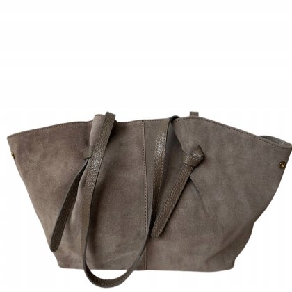 Torebka shopper mocha taupe skórzana zamszowa zamsz Laura Biaggi - ROMA