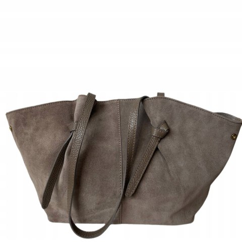 Torebka shopper mocha taupe skórzana zamszowa zamsz Laura Biaggi - ROMA Torebka shopper mocha taupe skórzana zamszowa zamsz Laura Biaggi - ROMA