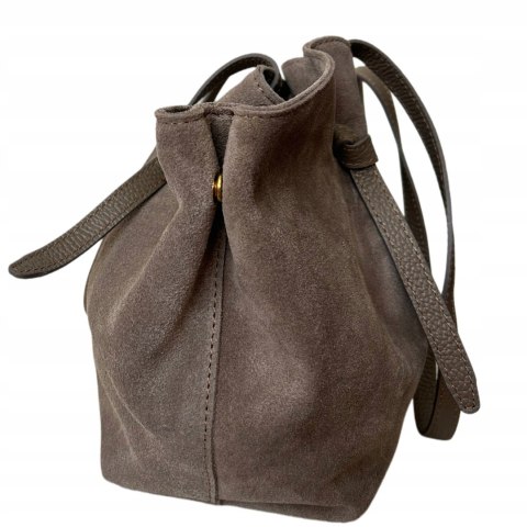 Torebka shopper mocha taupe skórzana zamszowa zamsz Laura Biaggi - ROMA Torebka shopper mocha taupe skórzana zamszowa zamsz Laura Biaggi - ROMA