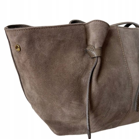 Torebka shopper mocha taupe skórzana zamszowa zamsz Laura Biaggi - ROMA Torebka shopper mocha taupe skórzana zamszowa zamsz Laura Biaggi - ROMA