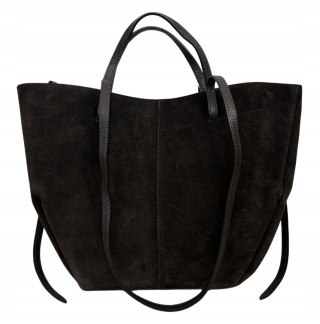 Torebka skórzana zamszowa zamsz czekoladowa brązowa duża maxi Laura Biaggi- MAXI SUEDE