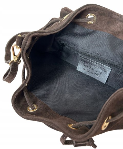 Torebka worek zamsz naturalny skóra brązowa czekolada frędzle Laura Biaggi - BOHO CHIC Torebka worek zamsz naturalny skóra brązowa czekolada frędzle Laura Biaggi - BOHO CHIC