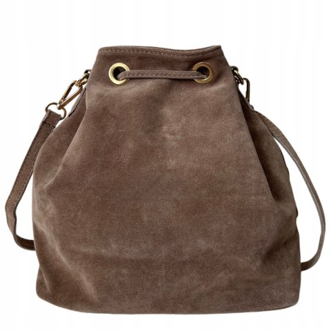 Torebka worek zamsz naturalny skóra jasny brąz mocha frędzle Laura Biaggi - BOHO CHIC Torebka worek zamsz naturalny skóra jasny brąz mocha frędzle Laura Biaggi - BOHO CHIC