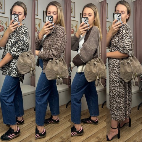 Torebka worek zamsz naturalny skóra jasny brąz mocha frędzle Laura Biaggi - BOHO CHIC Torebka worek zamsz naturalny skóra jasny brąz mocha frędzle Laura Biaggi - BOHO CHIC