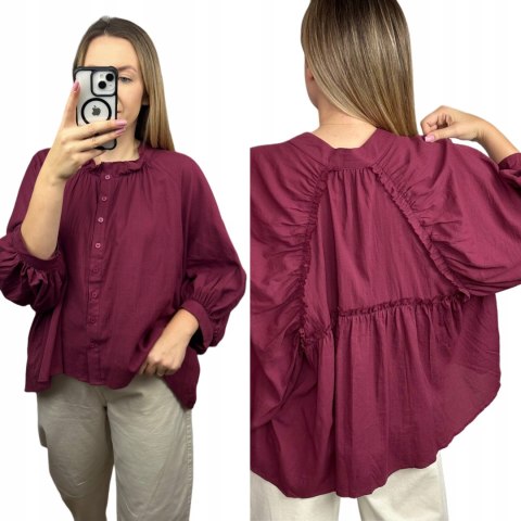 Bordowa koszula luźna Anioł oversize 100% bawełna Wiya- ANGEL