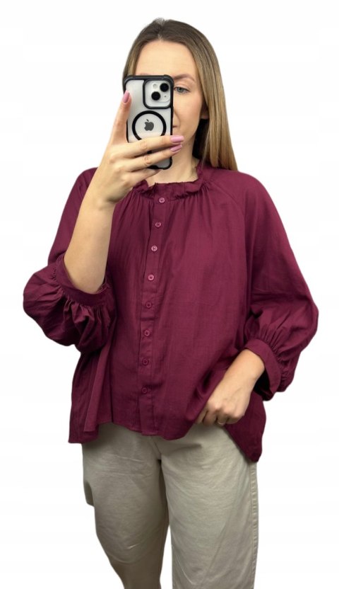 Bordowa koszula luźna Anioł oversize 100% bawełna Wiya- ANGEL