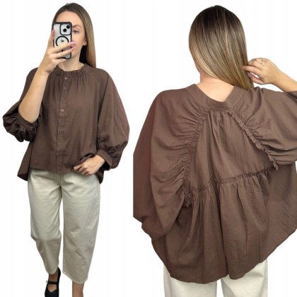 Brązowa koszula luźna Anioł oversize 100% bawełna Wiya- ANGEL