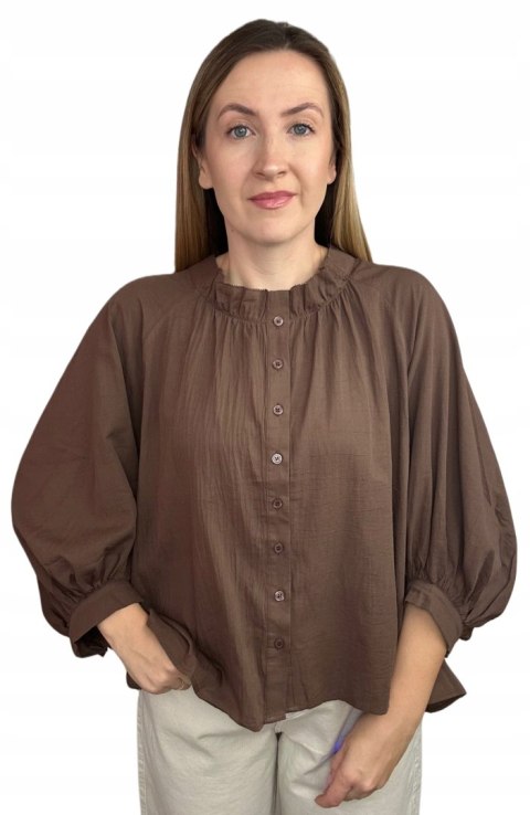 Brązowa koszula luźna Anioł oversize 100% bawełna Wiya- ANGEL