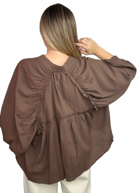 Brązowa koszula luźna Anioł oversize 100% bawełna Wiya- ANGEL