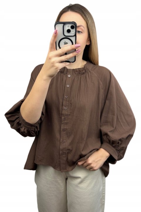 Brązowa koszula luźna Anioł oversize 100% bawełna Wiya- ANGEL