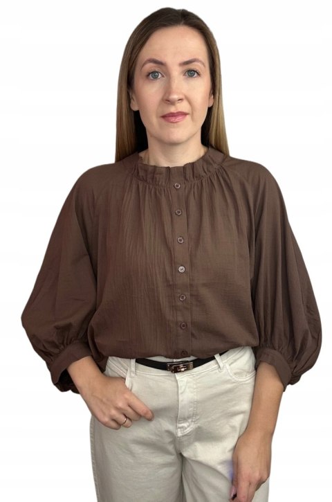 Brązowa koszula luźna Anioł oversize 100% bawełna Wiya- ANGEL