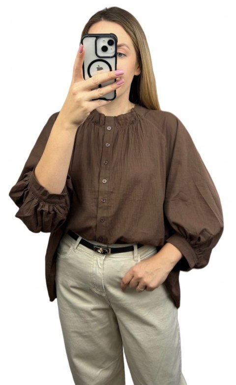 Brązowa koszula luźna Anioł oversize 100% bawełna Wiya- ANGEL