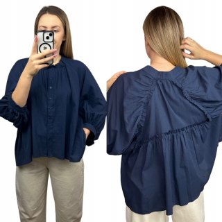 Granatowa koszula luźna Anioł oversize 100% bawełna Wiya- ANGEL