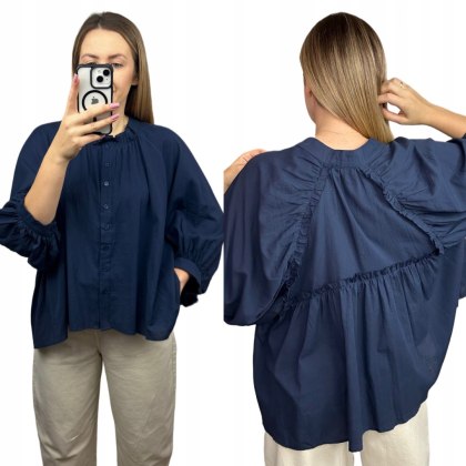 Granatowa koszula luźna Anioł oversize 100% bawełna Wiya- ANGEL