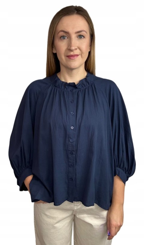 Granatowa koszula luźna Anioł oversize 100% bawełna Wiya- ANGEL