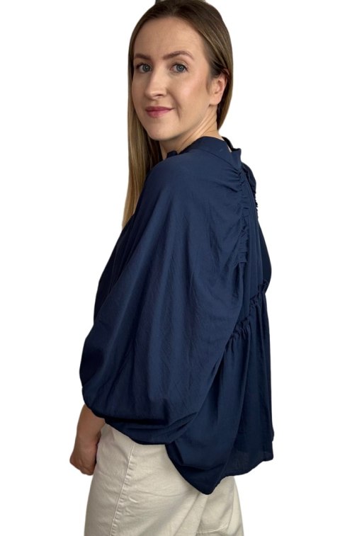Granatowa koszula luźna Anioł oversize 100% bawełna Wiya- ANGEL