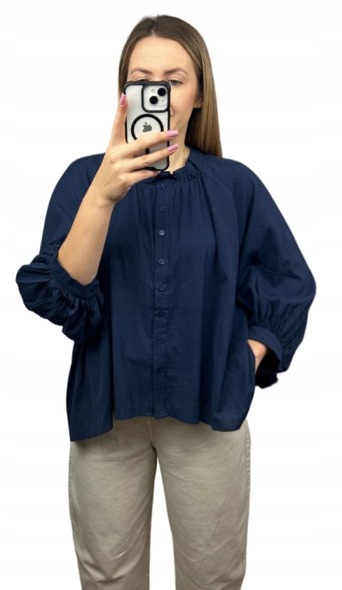 Granatowa koszula luźna Anioł oversize 100% bawełna Wiya- ANGEL