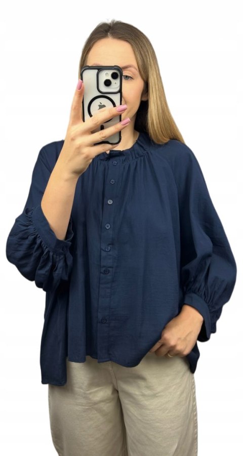 Granatowa koszula luźna Anioł oversize 100% bawełna Wiya- ANGEL