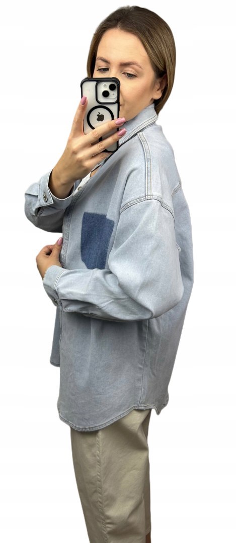 Jeansowa katana jeansowa oversize guziki bawełniana niebieska Wiya- DENIMA