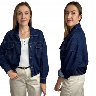 Katana bomberka oversize bawełniana jeansowa luźna ciemny jeans NEST- CITY DENIM