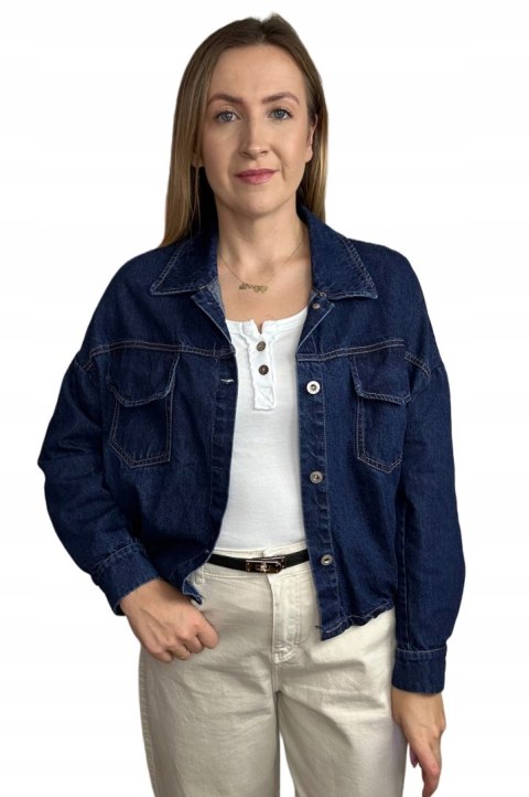 Katana bomberka oversize bawełniana jeansowa luźna ciemny jeans NEST- CITY DENIM