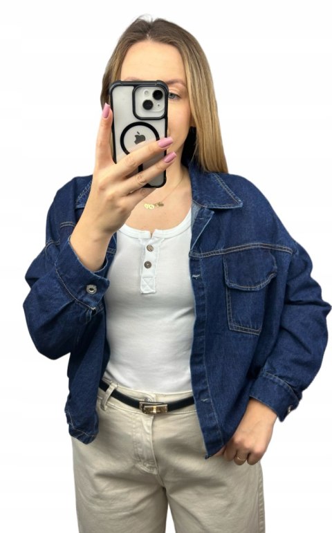 Katana bomberka oversize bawełniana jeansowa luźna ciemny jeans NEST- CITY DENIM