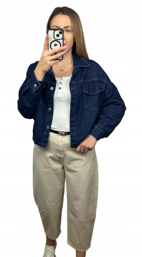 Katana bomberka oversize bawełniana jeansowa luźna ciemny jeans NEST- CITY DENIM