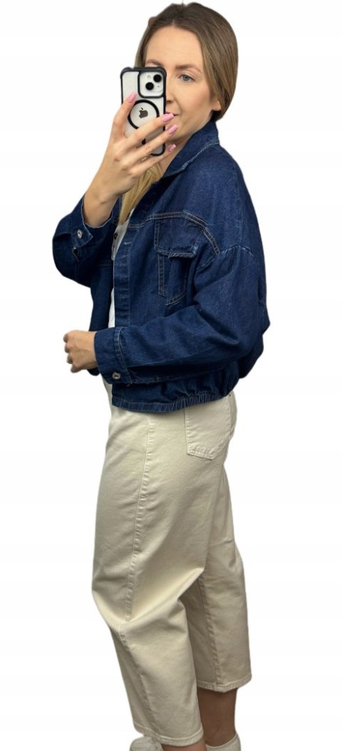 Katana bomberka oversize bawełniana jeansowa luźna ciemny jeans NEST- CITY DENIM