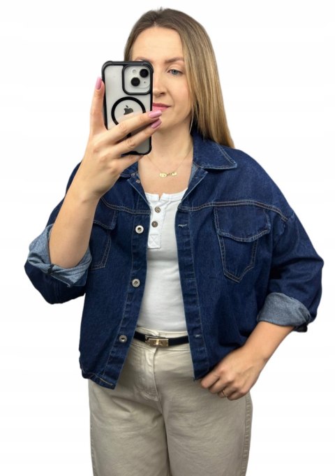 Katana bomberka oversize bawełniana jeansowa luźna ciemny jeans NEST- CITY DENIM