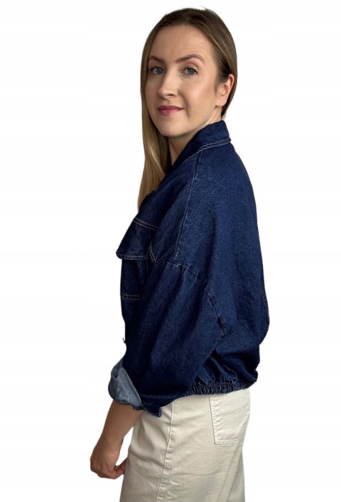 Katana bomberka oversize bawełniana jeansowa luźna ciemny jeans NEST- CITY DENIM