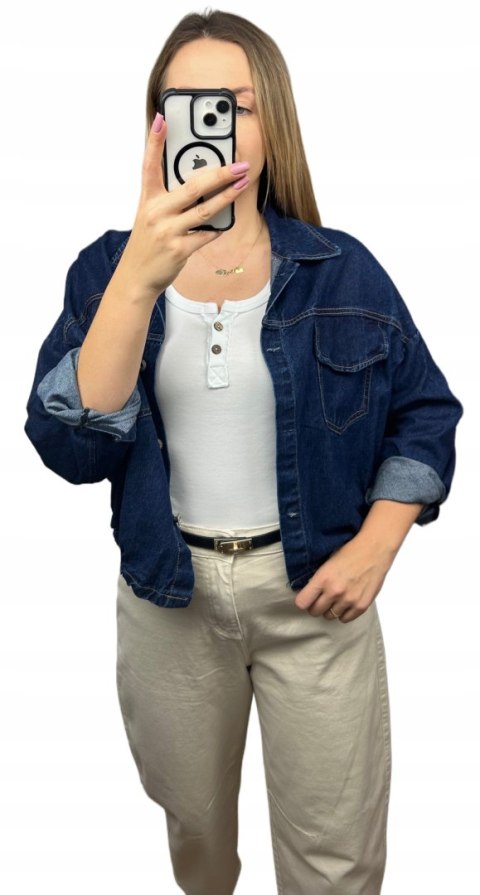 Katana bomberka oversize bawełniana jeansowa luźna ciemny jeans NEST- CITY DENIM