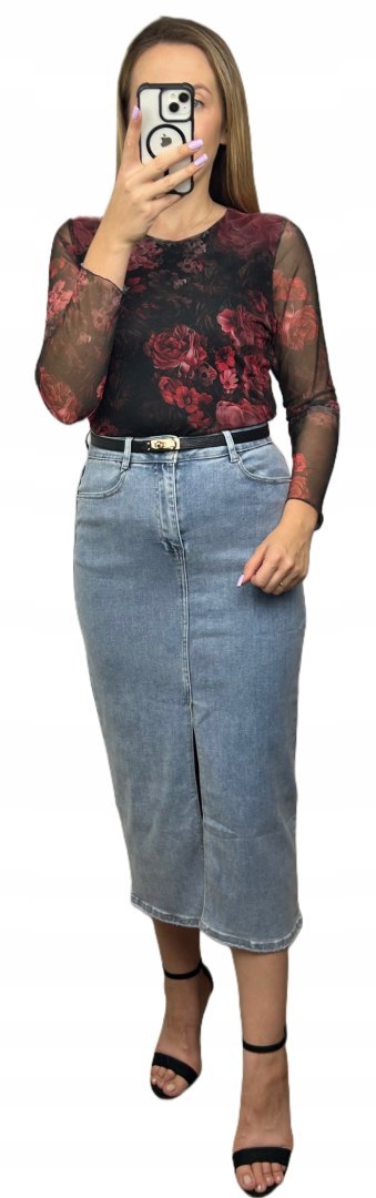 Laulia jeansowa spódnica ołówkowa midi z rozcięciem błękitna jeans L 40 URBAN BLUE