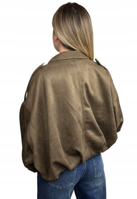 Oversize kurtka bomberka zamszowa zamsz ekologiczny brązowa Lucce Paris M/L- LUCCE BOMBER