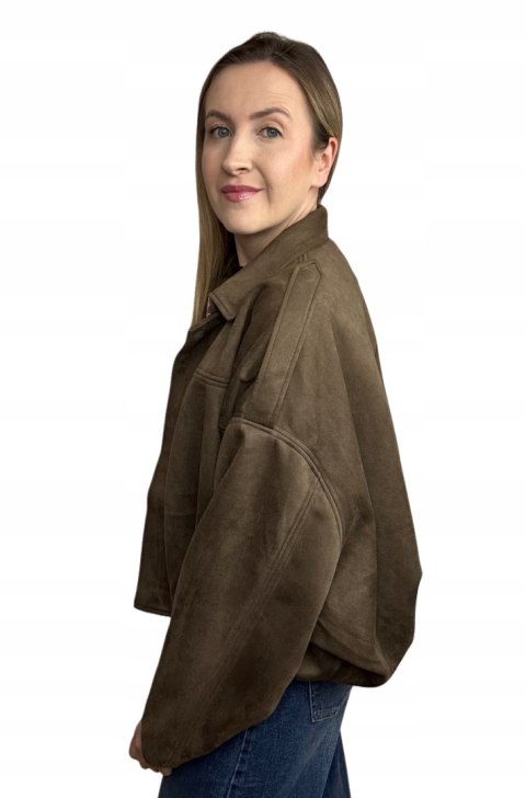 Oversize kurtka bomberka zamszowa zamsz ekologiczny brązowa Lucce Paris M/L- LUCCE BOMBER