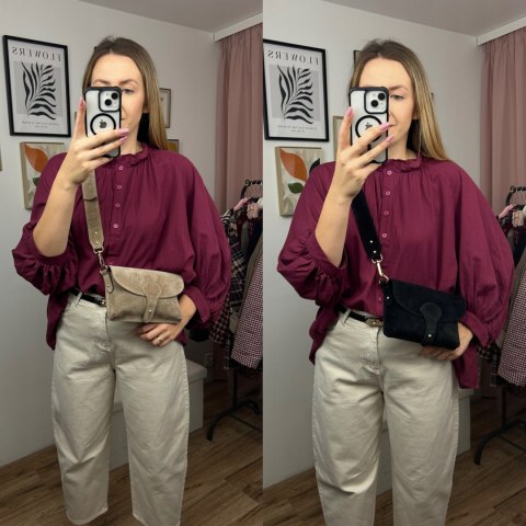 Torebka listonoszka skóra naturalna zamszowa czarna crossbody Vera Pelle- MEGA LUXI