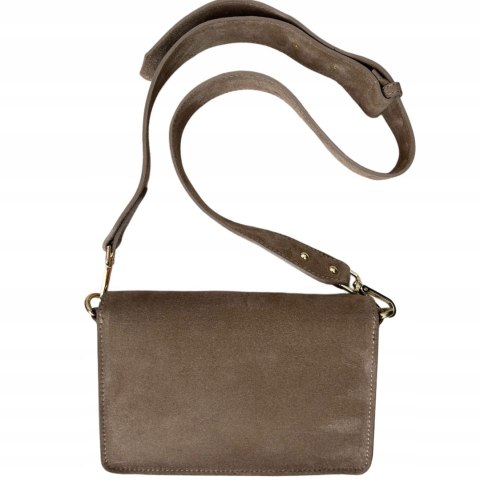 Torebka listonoszka skóra naturalna zamszowa mocha crossbody Vera Pelle- MEGA LUXI