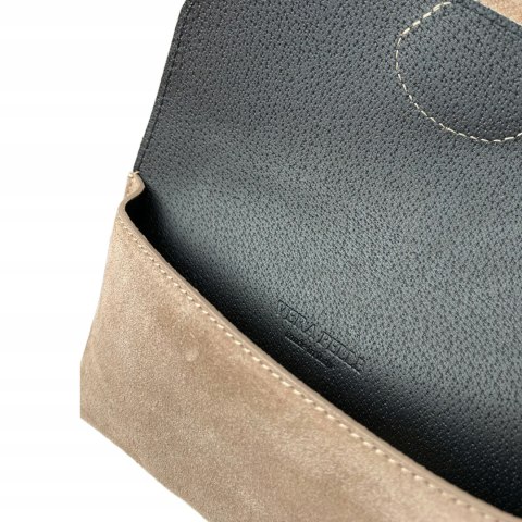 Torebka listonoszka skóra naturalna zamszowa mocha crossbody Vera Pelle- MEGA LUXI