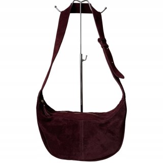 Torebka typu hobo skóra naturalna zamszowa bordowa Vera Pelle- HOBO MOOD